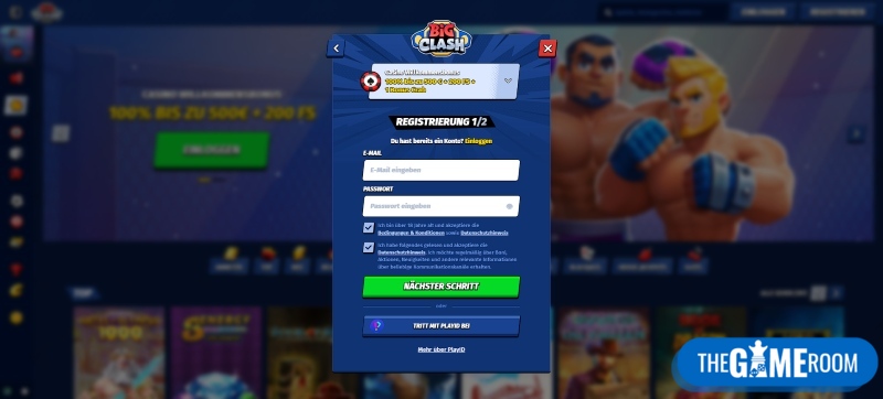 Registrierung im BigClash Casino