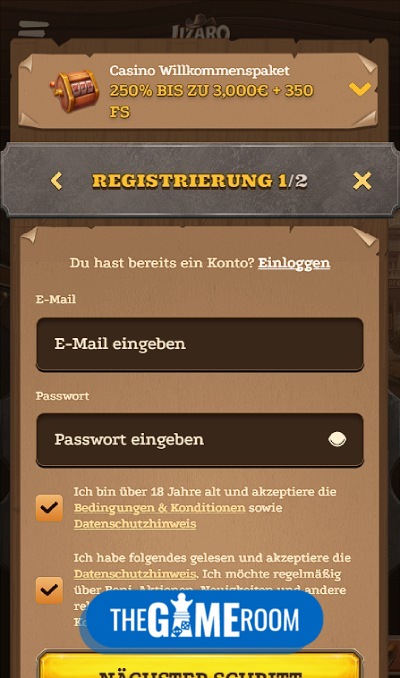 Registrierung im mobilen Casino