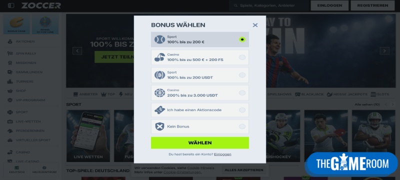 Wettbonus für anonyme Sportwetten