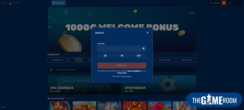 deposit at casino site